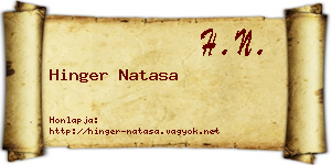Hinger Natasa névjegykártya